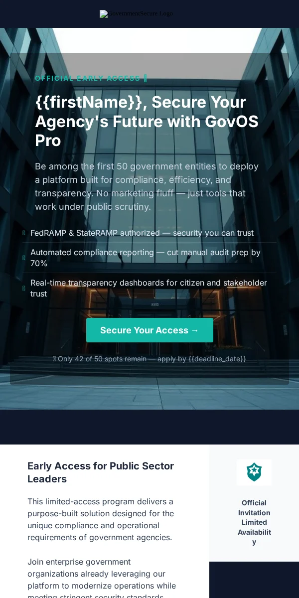 early access email template for government agencies