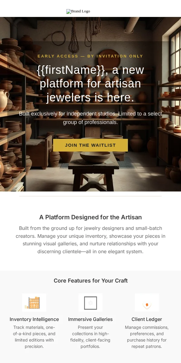 early access email template for jewelry brands