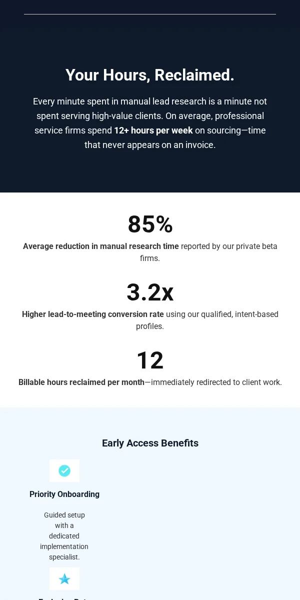 early access email template for professional services