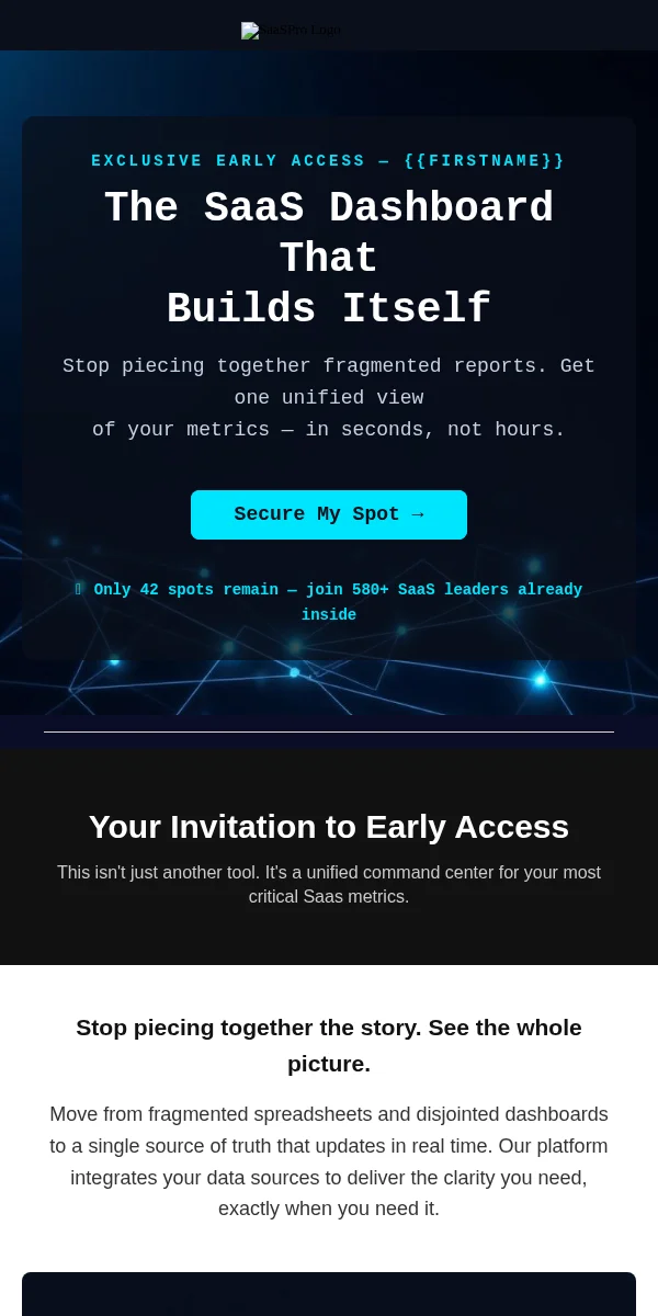 early access email template for SaaS companies