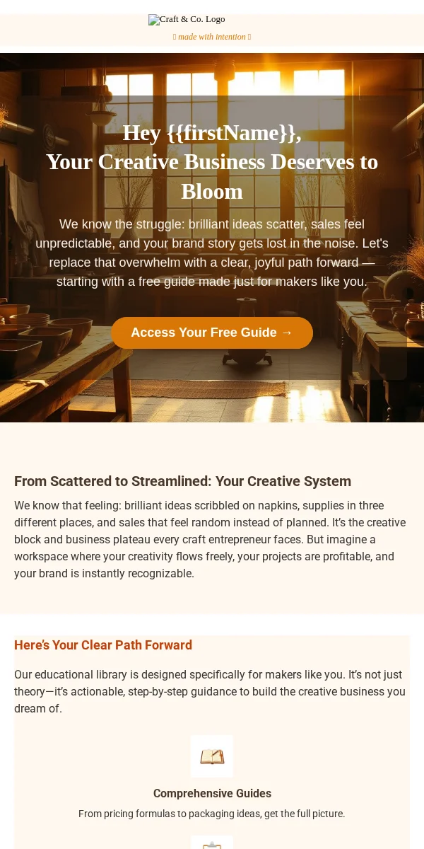 educational content email template for arts & crafts
