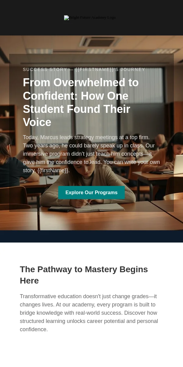 educational content email template for education