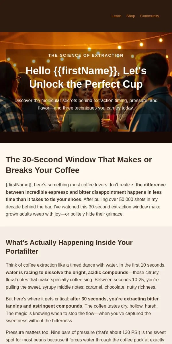 educational content email template for restaurants