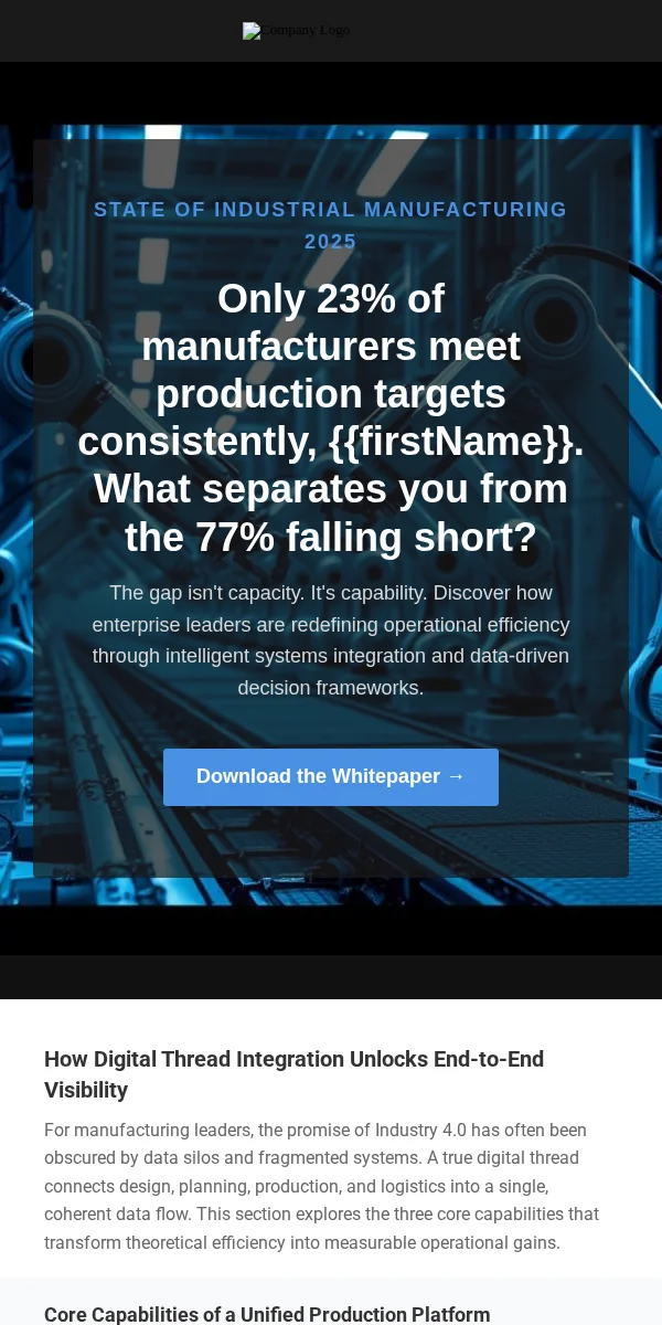 educational content email template for manufacturing