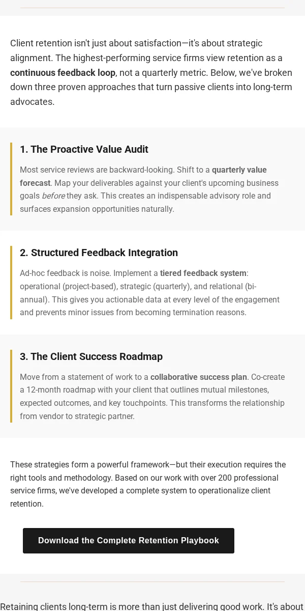 educational content email template for professional services