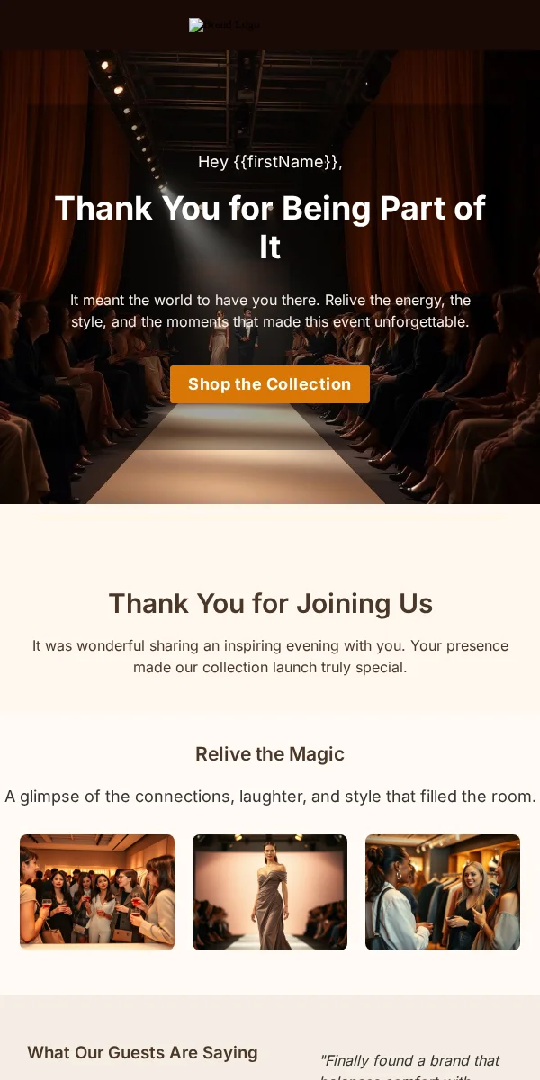 event followup email template for fashion brands
