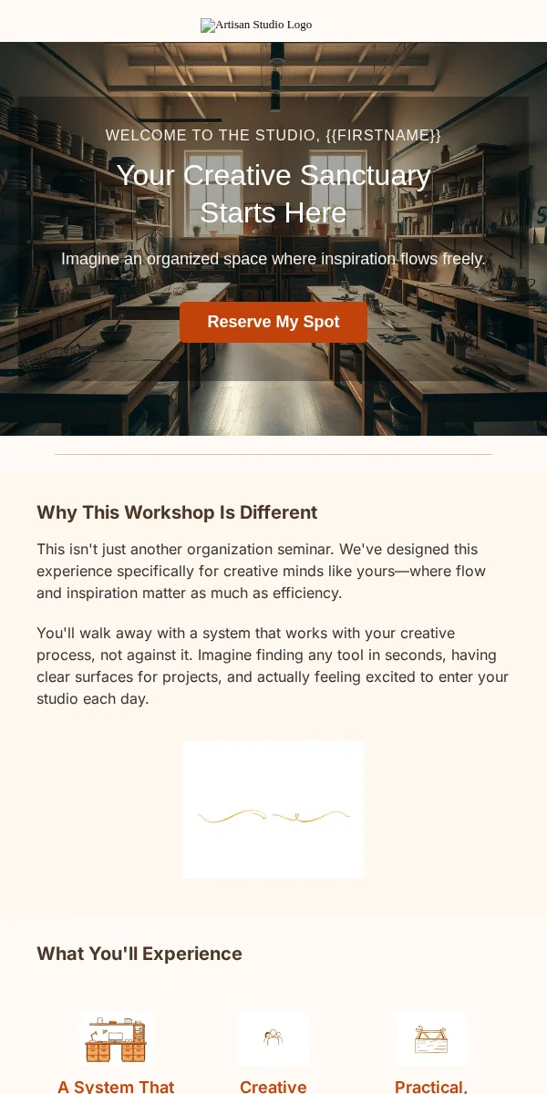 event followup email template for arts & crafts