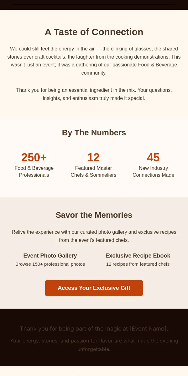 event followup email template for restaurants