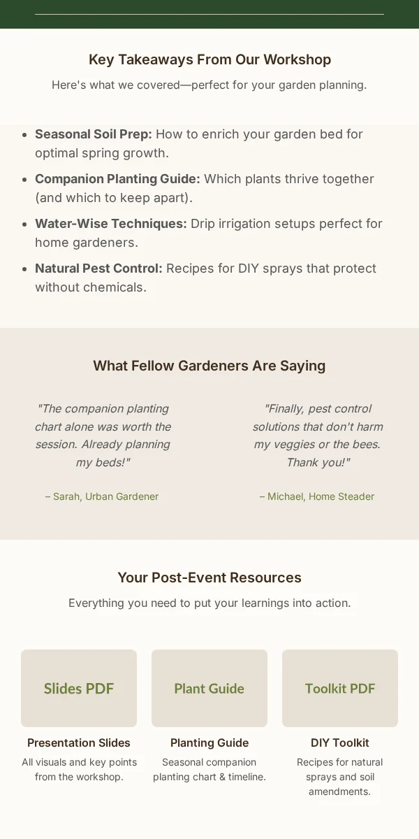 event followup email template for home & garden