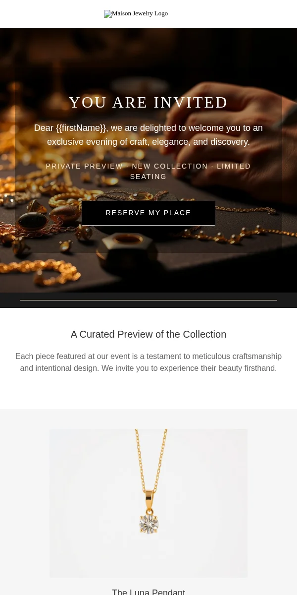 event followup email template for jewelry brands