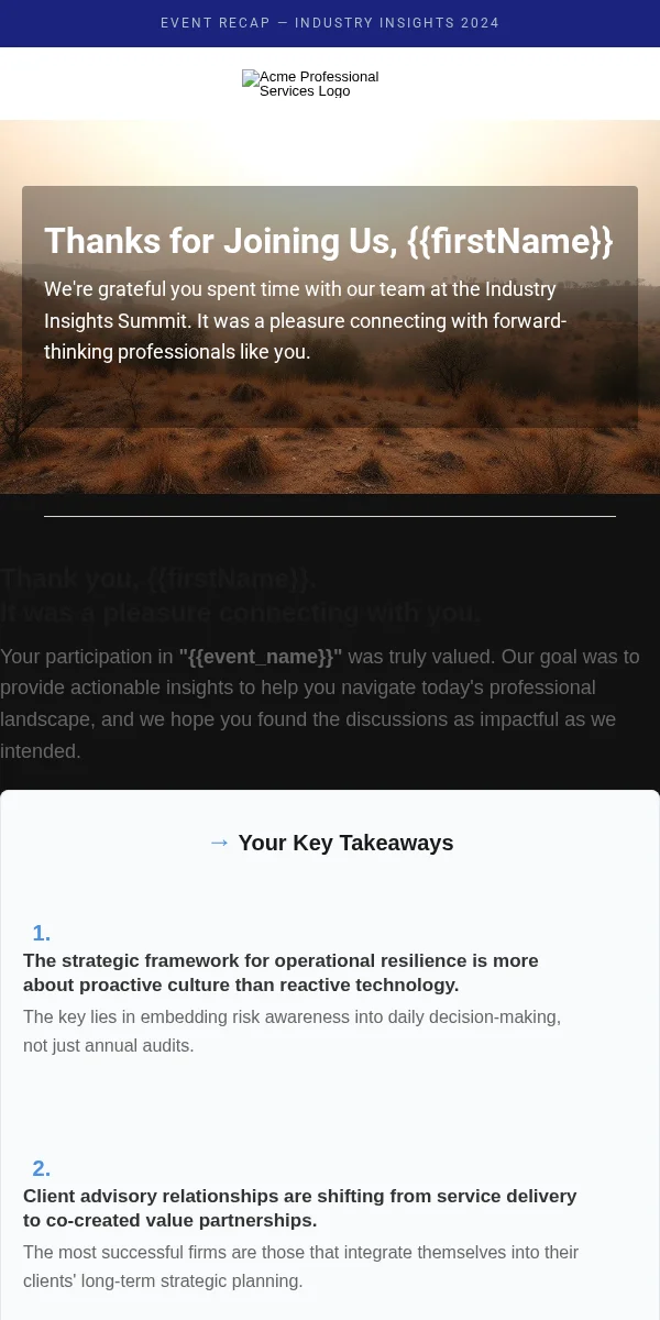 event followup email template for professional services