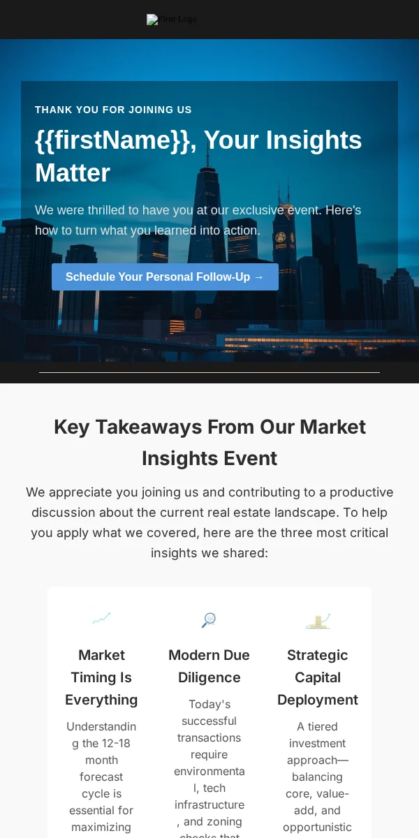 event followup email template for real estate