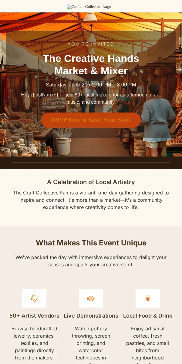 Event Invitation Email Template for Arts Crafts