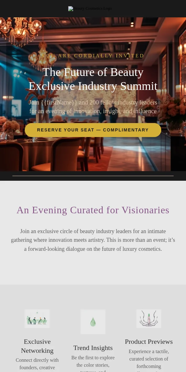 Event Invitation Email Template for Beauty Cosmetics