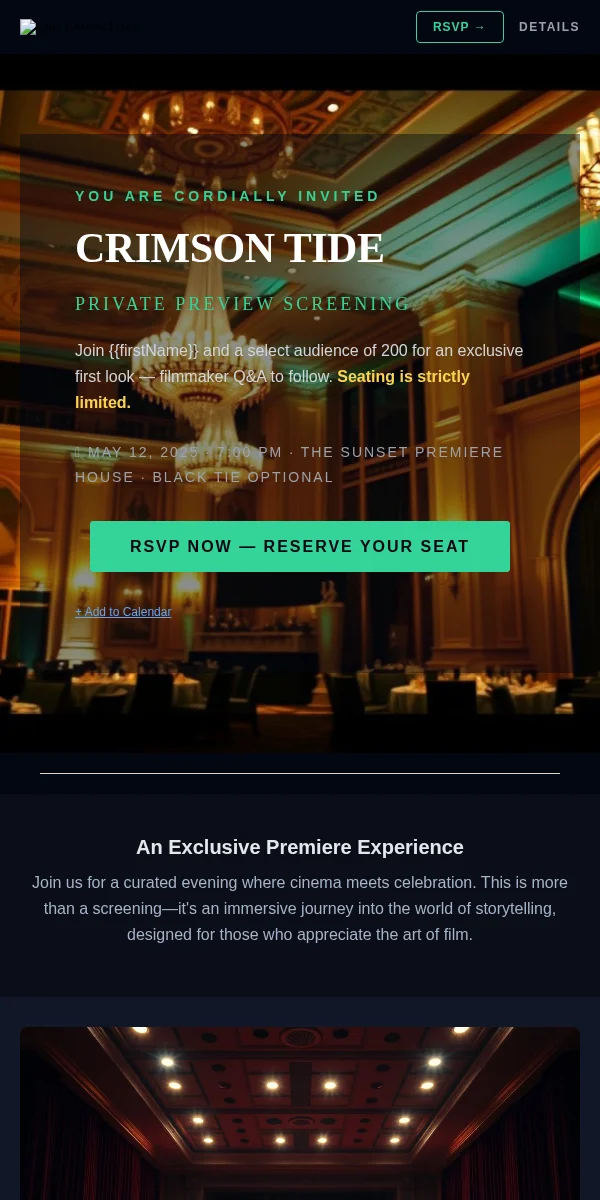 Event Invitation Email Template for Entertainment Media