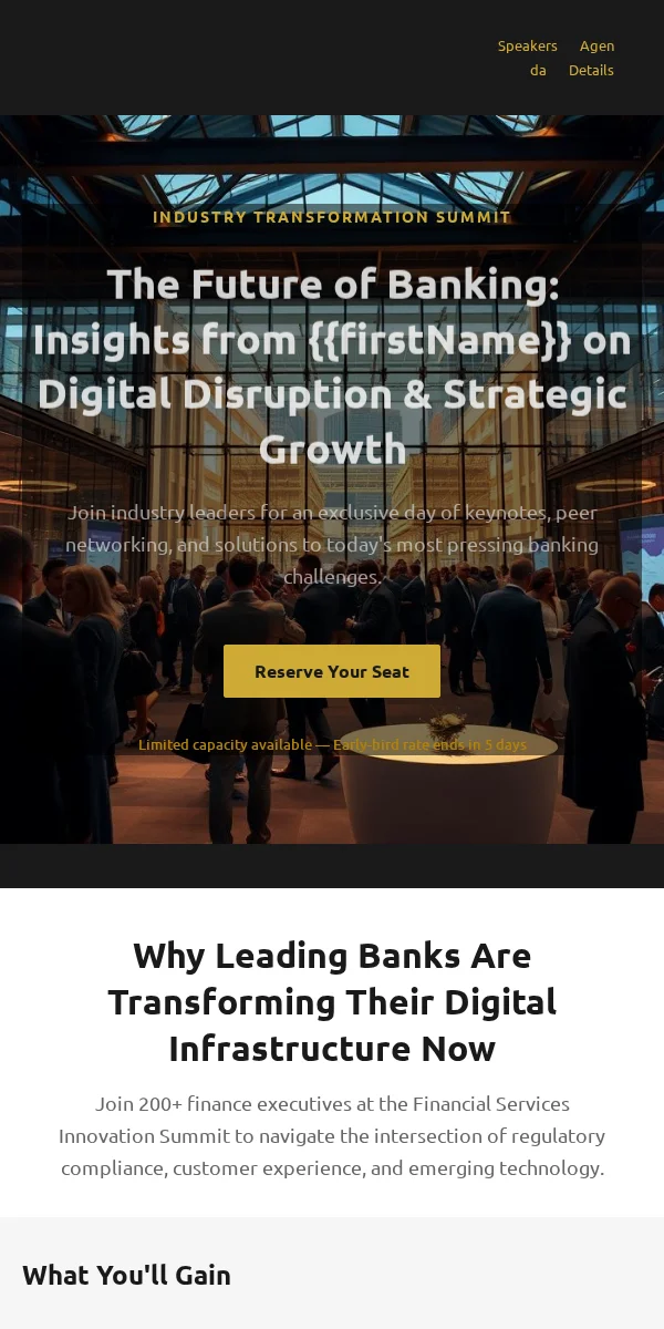Event Invitation Email Template for Finance Banking