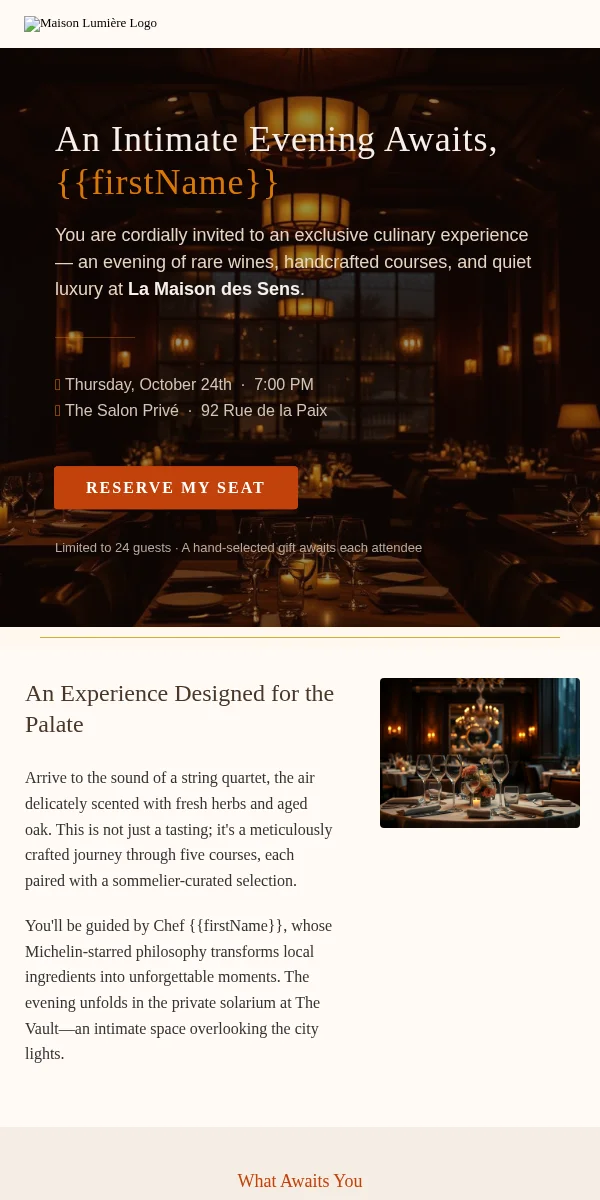 Event Invitation Email Template for Food Beverage