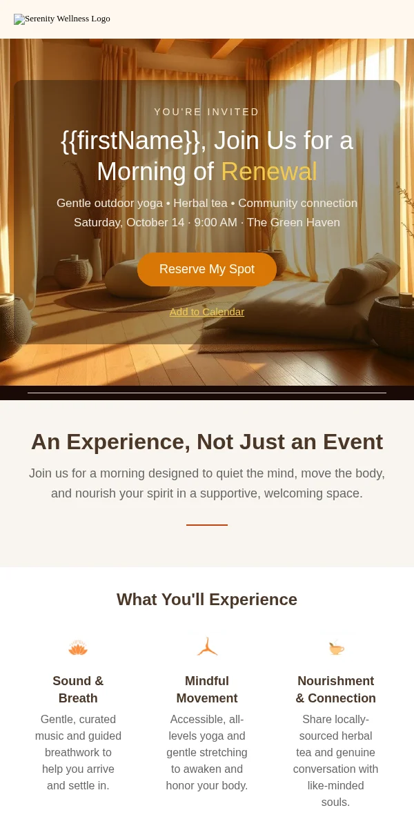 Event Invitation Email Template for Health Wellness