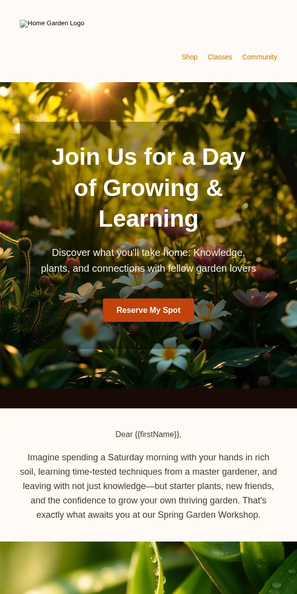 Event Invitation Email Template for Home Garden