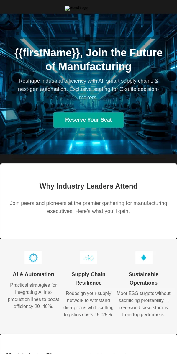 Event Invitation Email Template for Manufacturing Industrial