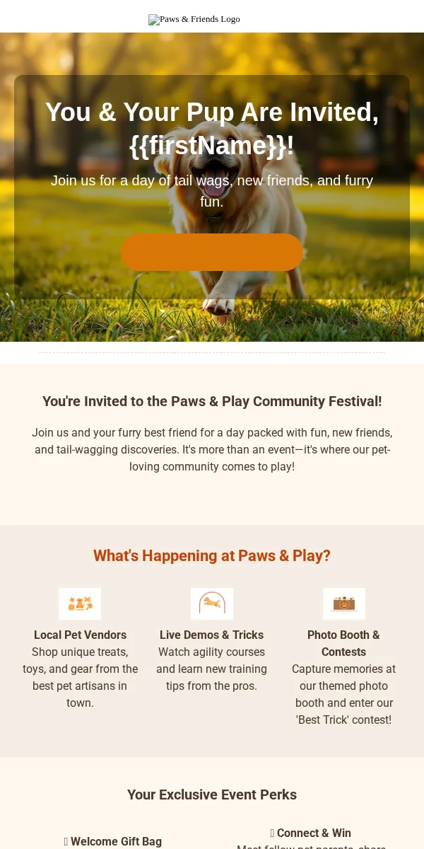 Event Invitation Email Template for Pets Animals