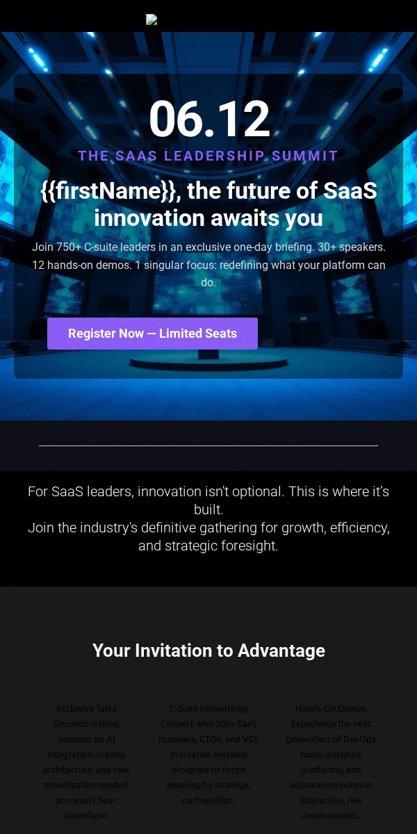 Event Invitation Email Template for Saas Software