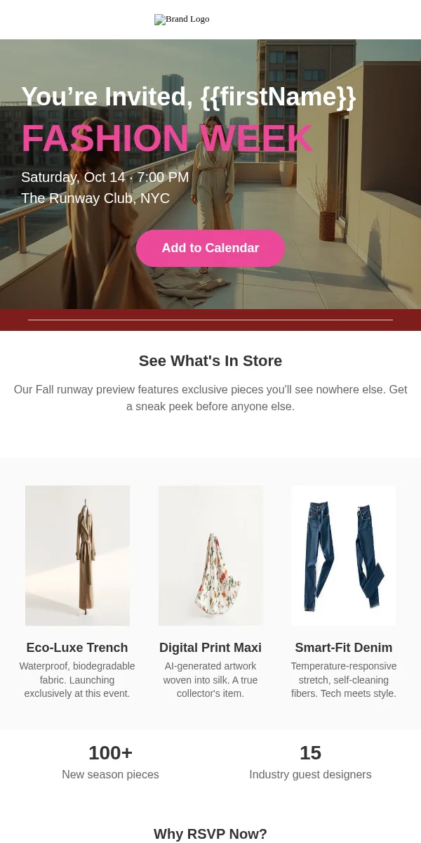 Event Reminder Email Template for Apparel Fashion