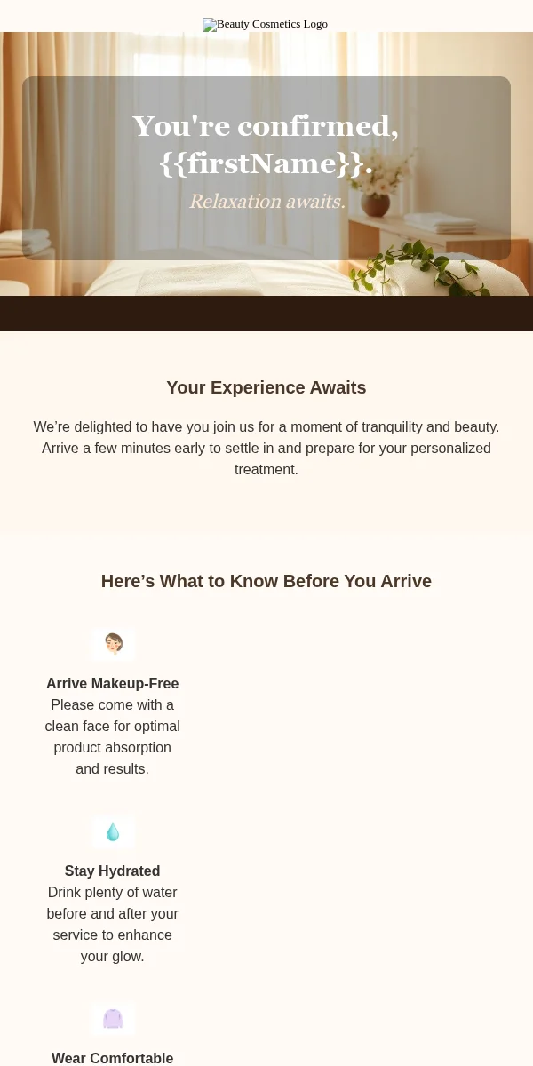 Event Reminder Email Template for Beauty Cosmetics