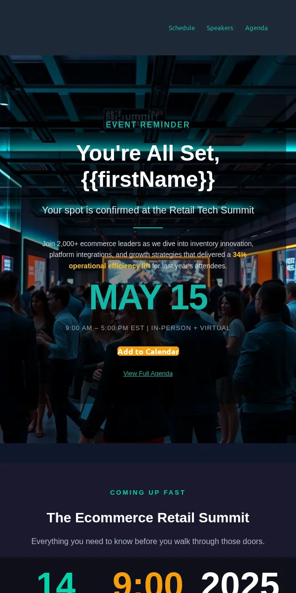 Event Reminder Email Template for Ecommerce Retail