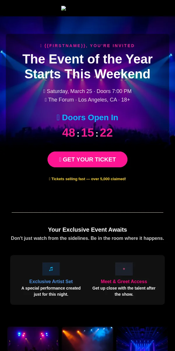 Event Reminder Email Template for Entertainment Media