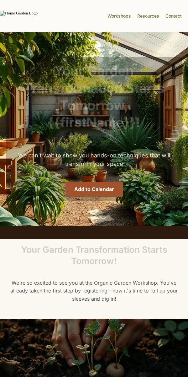 Event Reminder Email Template for Home Garden