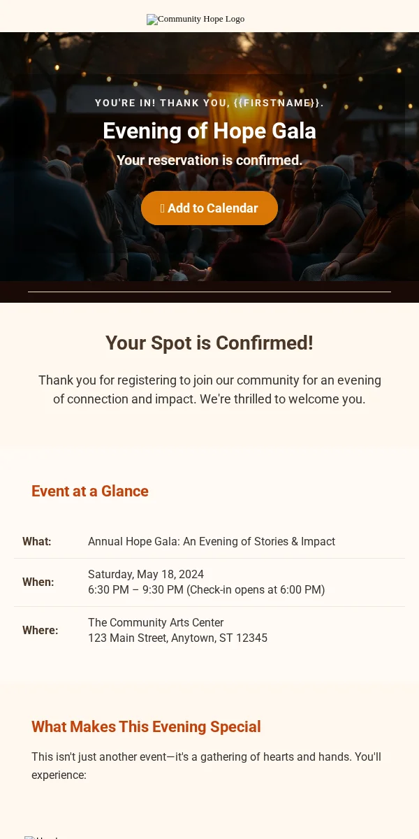 Event Reminder Email Template for Nonprofit Charity