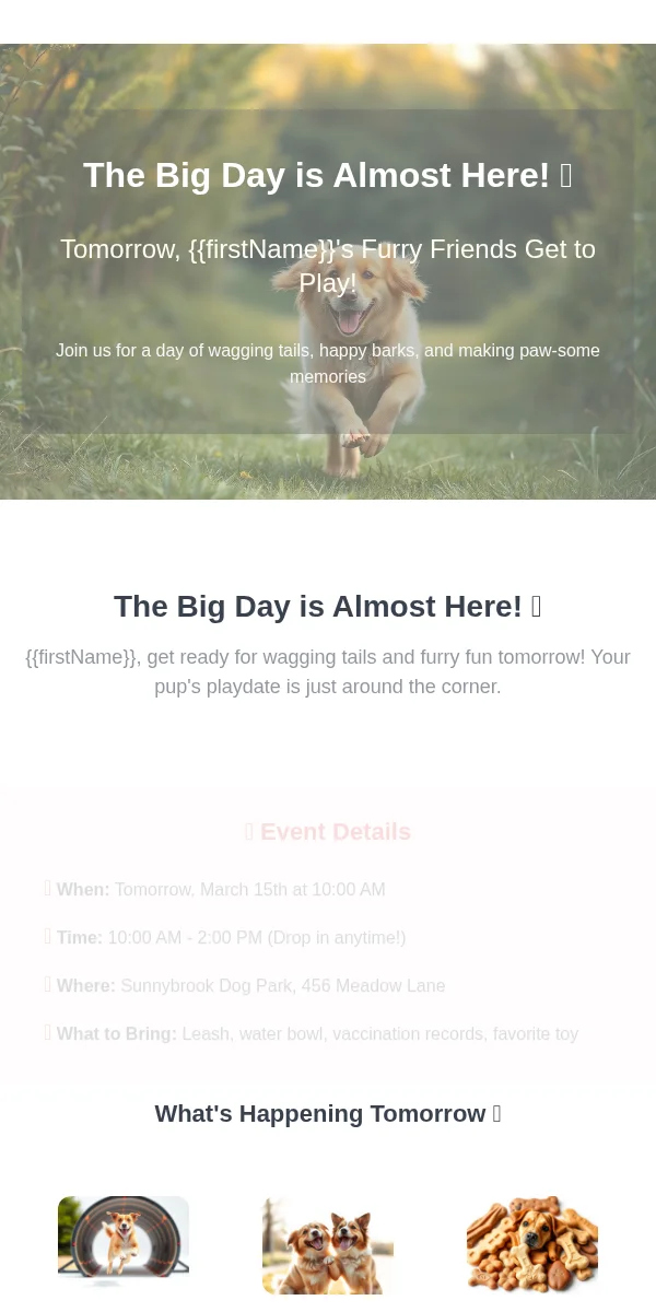 Event Reminder Email Template for Pets Animals