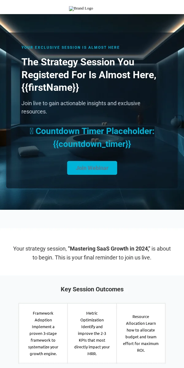 Event Reminder Email Template for Saas Software