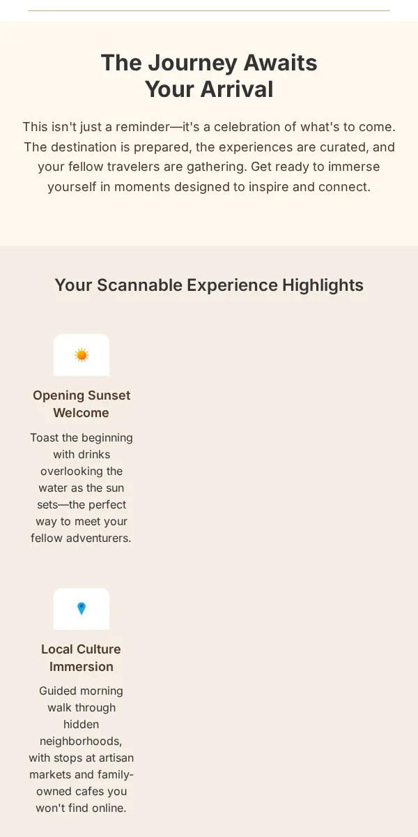 Event Reminder Email Template for Travel Hospitality