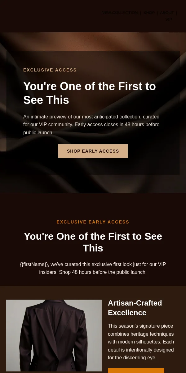 Exclusive Access Email Template for Apparel Fashion