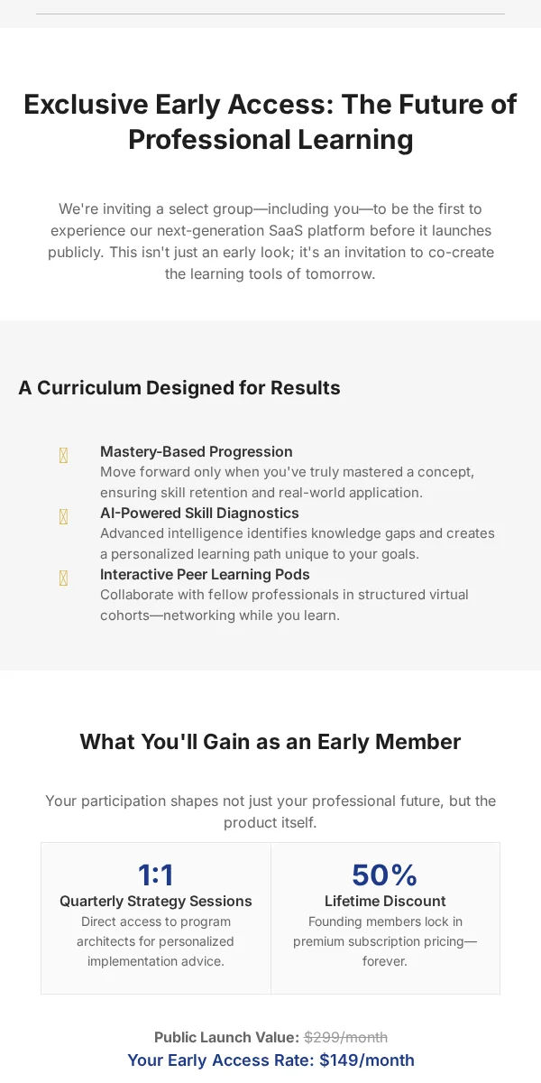 Exclusive Access Email Template for Education