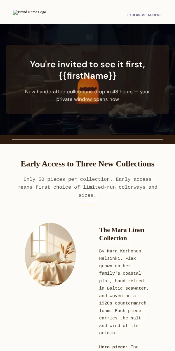 Exclusive Access Email Template for Arts Crafts