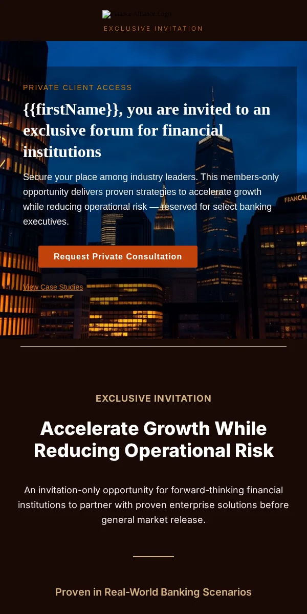 Exclusive Access Email Template for Finance Banking