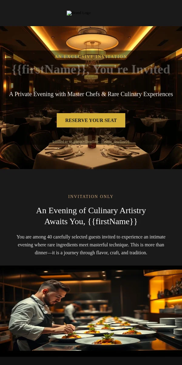 Exclusive Access Email Template for Food Beverage