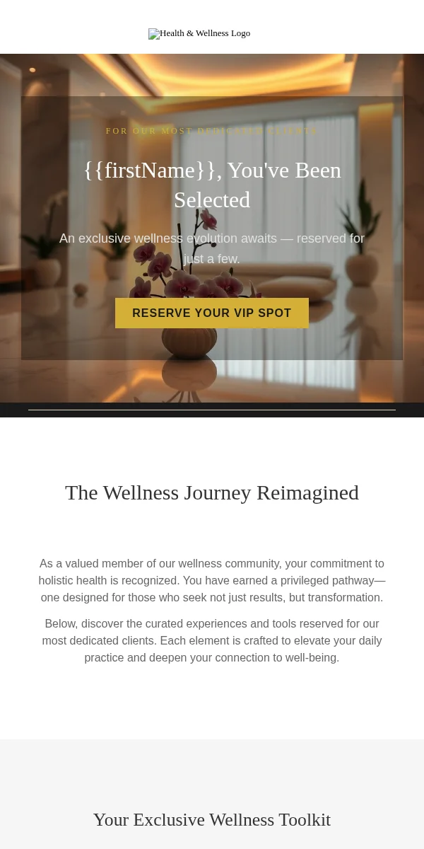 Exclusive Access Email Template for Health Wellness