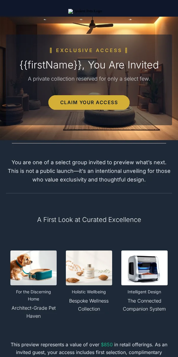 Exclusive Access Email Template for Pets Animals