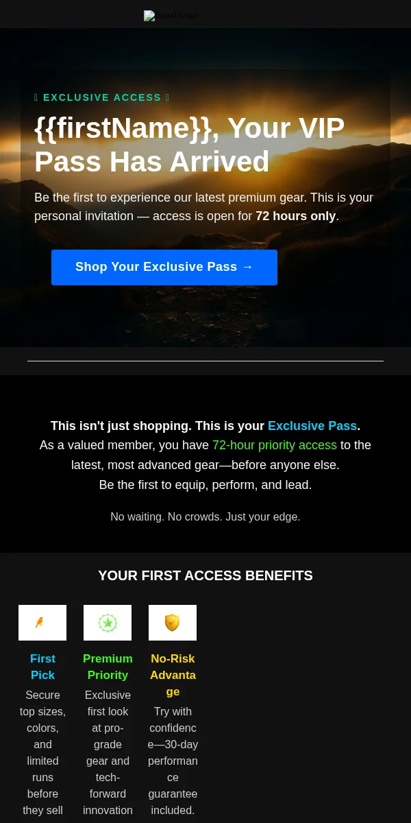 Exclusive Access Email Template for Sports Outdoors