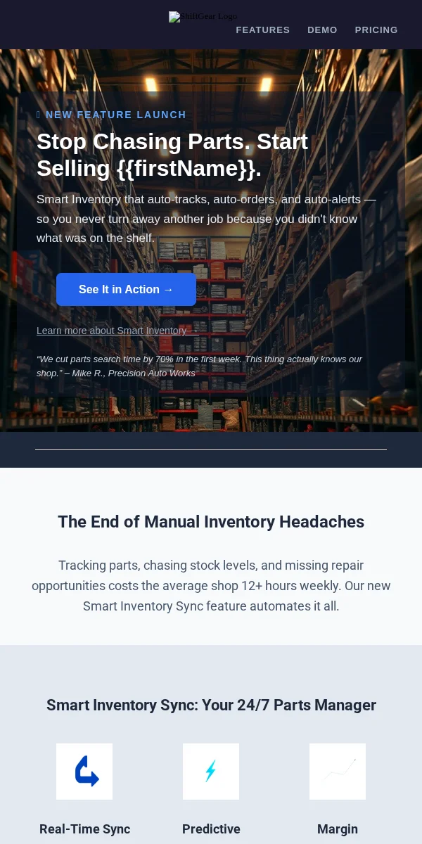 Feature Announcement Email Template for Automotive