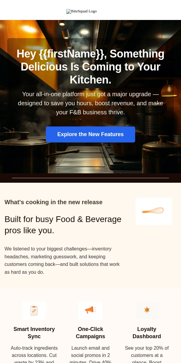 Feature Announcement Email Template for Food Beverage