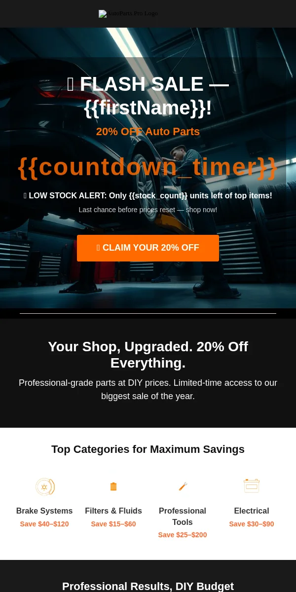 Flash Sale Email Template for Automotive