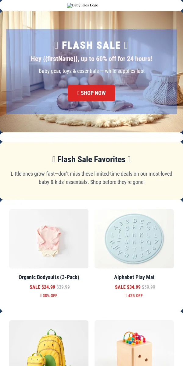 Flash Sale Email Template for Baby Kids