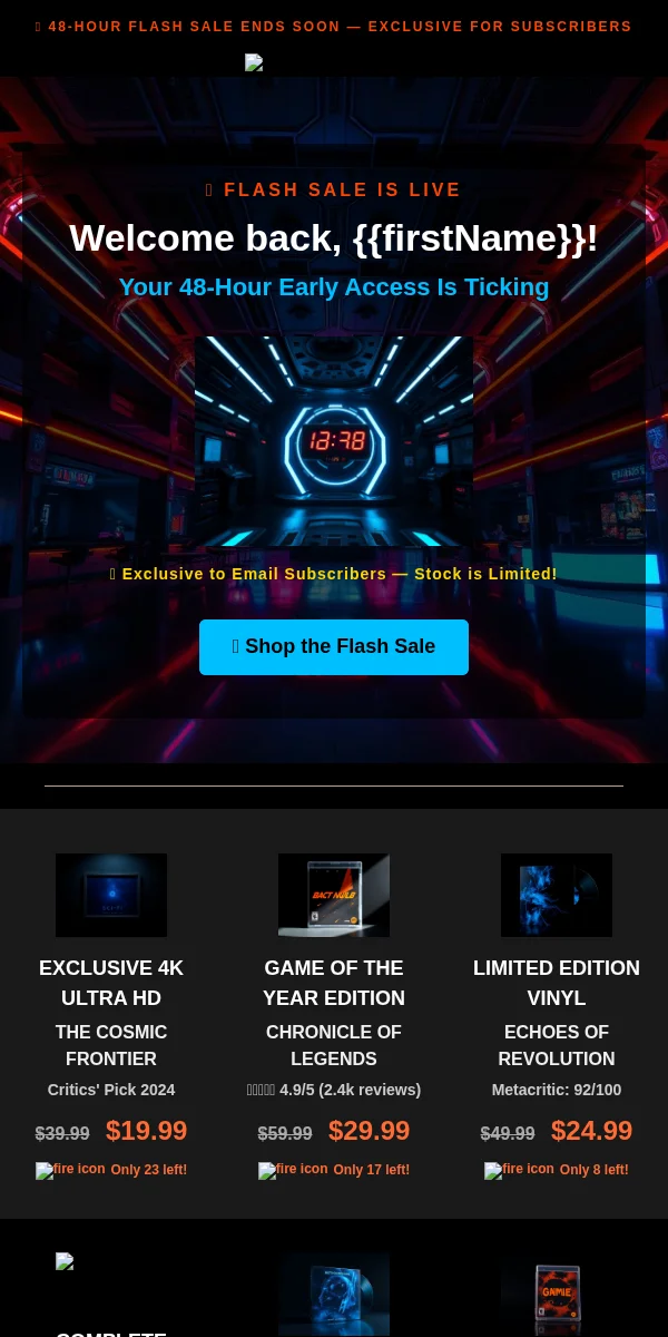 Flash Sale Email Template for Entertainment Media