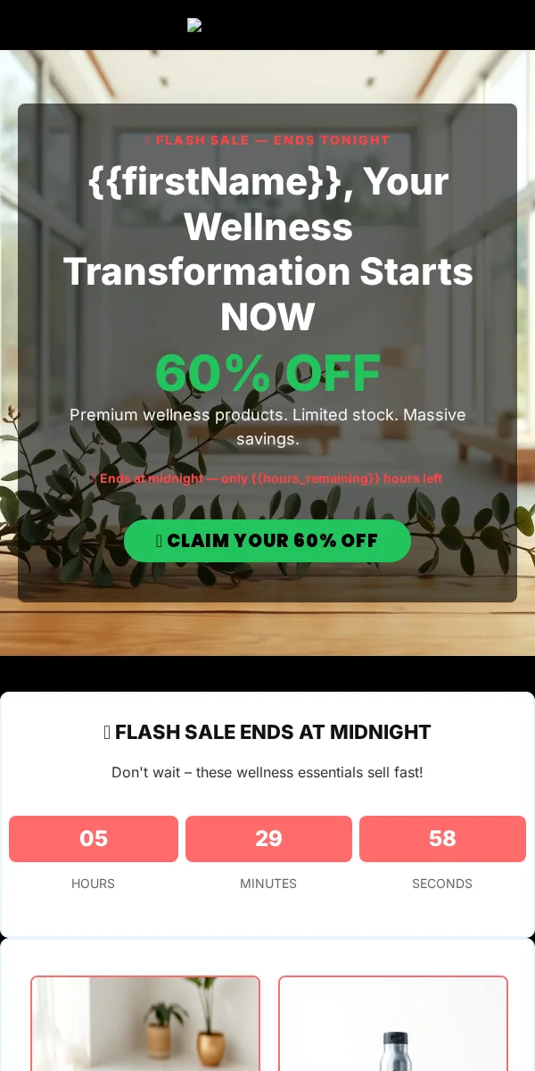 Flash Sale Email Template for Health Wellness