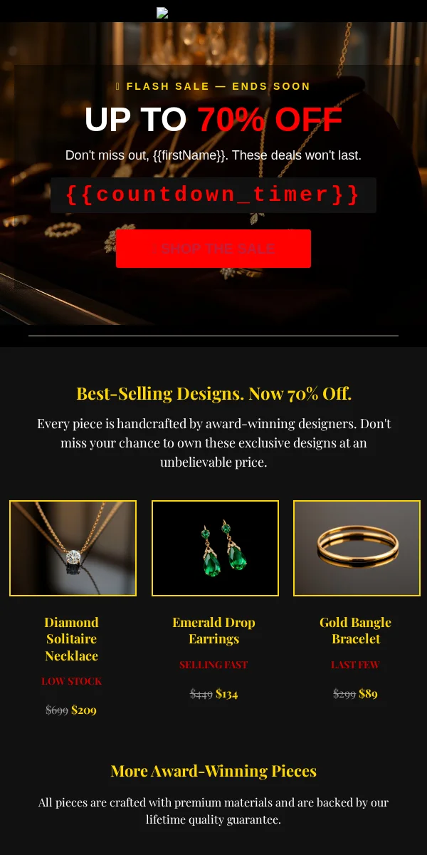 Flash Sale Email Template for Jewelry Accessories